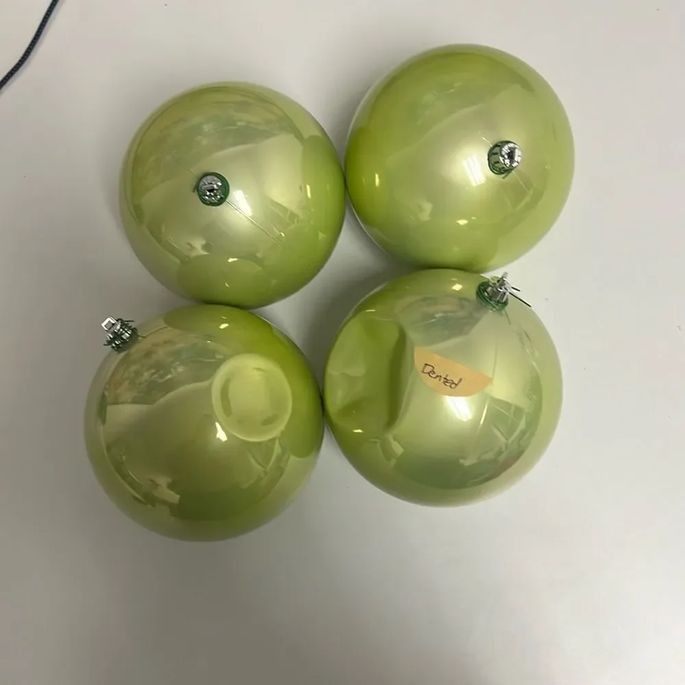 Terrain Large Shatterproof Green Pearlescent Ornaments Set of 4